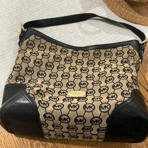 Michael Kors Millbrook Signature Jacquard Large Shoulder Hobo Bag Black Logo